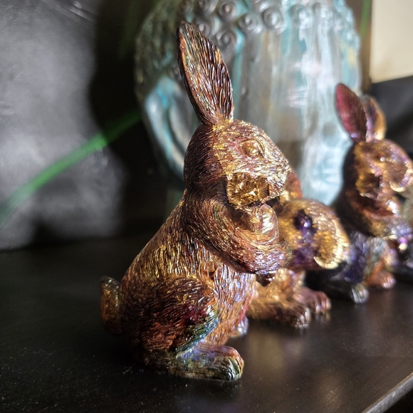 4 HANDCRAFTED Upcycled Bunny Rabbits HANDPAINTED Easter Bunny Home Art Decor - Picture 4 of 17